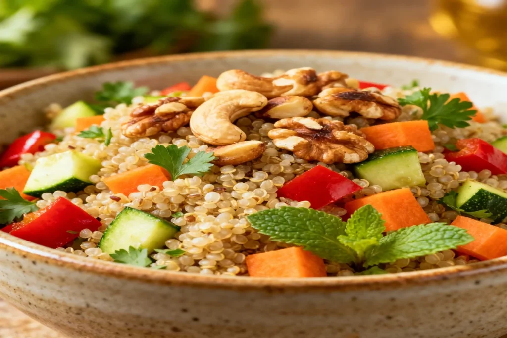 Salade de quinoa aux noix torréfiées – Recette saine et gourmande