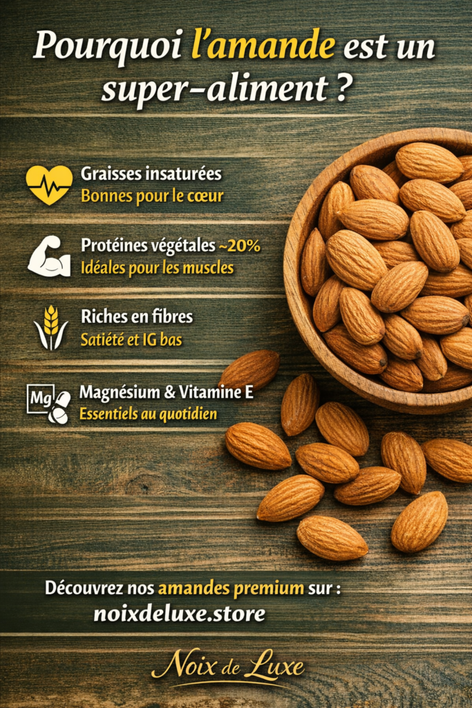 Amandes naturelles crues riches en nutriments dans un bol en bois