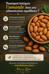 Sachet d'amandes crues premium de la boutique Noix de Luxe.